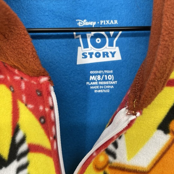 Disney Pixar Toy Story Woody Hooded Union Suit One-Piece Pajamas Kids 8/10 NWT - Picture 3 of 7